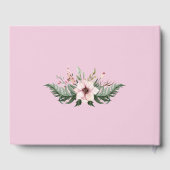 Elegante roze pioen en groene varen bruiloft gastenboek (Achterkant)