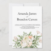 Elegante roze pioen foto bruiloft kaart (Voorkant)