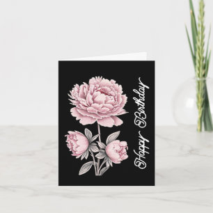 Elegante roze pioen Happy Birthday Kaart