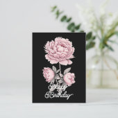 Elegante Roze Pioen Mooie Verjaardag Briefkaart (Staand voorkant)
