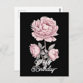 Elegante Roze Pioen Mooie Verjaardag Briefkaart (Voorkant / Achterkant)