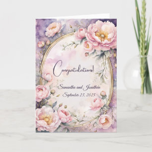 Elegante roze pioen ovaal Lijst bruiloft Kaart