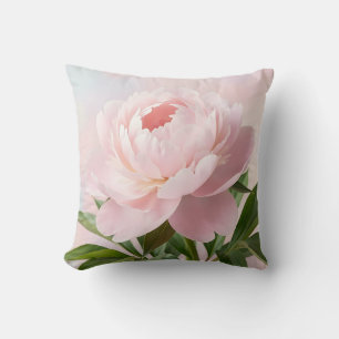 Elegante Roze Pioen Realistische Bloem Kussen