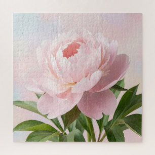 Elegante Roze Pioen Realistische Bloem Legpuzzel