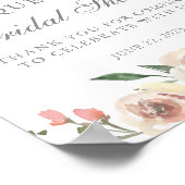 Elegante Roze Pioen Roze Bruiloftsshower Poster (Hoek)