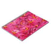 Elegante roze pioen stijlvolle kalligrafie monogra notitieboek (Linkerzijde)