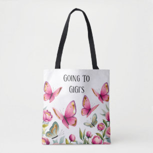 Elegante roze pioen & vlinders: naar GiGi's Draagtas