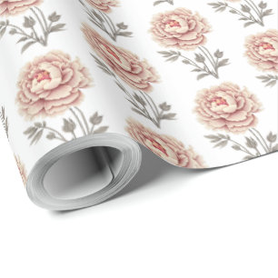Elegante roze pioenbloem cadeaupapier