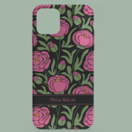 Elegante roze pioenbloemen gepersonaliseerd Case-Mate iPhone 14 hoesje
