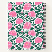 Elegante roze pioenbloemen gepersonaliseerd notitieboek (Achterkant)