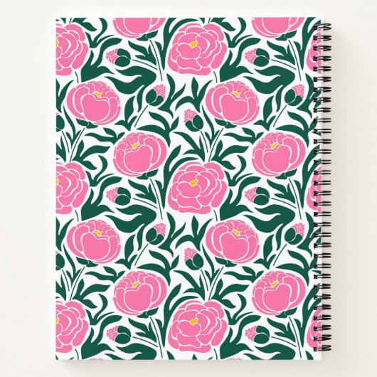 Elegante roze pioenbloemen gepersonaliseerd notitieboek (Achterkant)