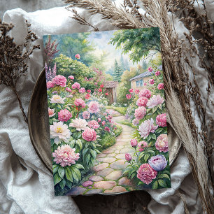 Elegante  roze pioenen tuin rijstpapier tissuepapier