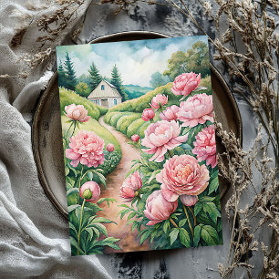 Elegante roze pioenen tuin rijstpapier tissuepapier