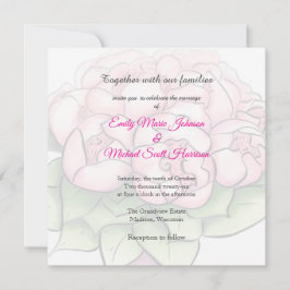 Elegante Roze Pioenrozen Watercolor Luxe Trouw Uit Kaart