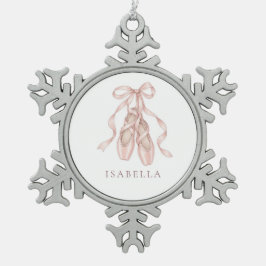 Elegante Roze Pointe-schoenen Ballet  Tin Sneeuwvlok Ornament