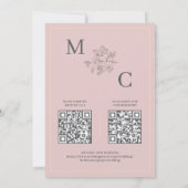 Elegante roze QR-code bruiloft Kaart (Achterkant)