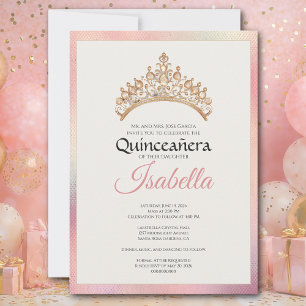 Elegante Roze Quinceanera 15e Verjaardag Kaart