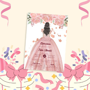 Elegante Roze Quinceañera Prinsessenfeest Kaart