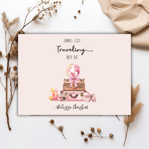 Elegante Roze Reizende Bruids-Shower Bedankkaart