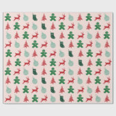 Elegante roze retro kerst cadeaupapier (Vlak)