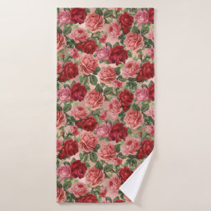  Elegante Roze Rode Bloemen op Roze Rose Goud Badhanddoek