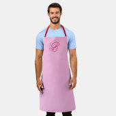 Elegante Roze & Rode Monogram Script Naam Schort (Gedragen)