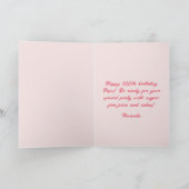 Elegante roze roos 100e verjaardag kaart (Binnen)