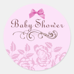 Elegante Roze Roos Baby Shower Envelop Sticker