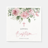 Elegante roze roos bloemendoop servet (Voorkant)