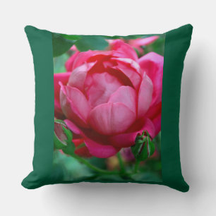 Elegante roze roos bloemengeworpen kussen met donk
