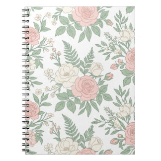 Elegante Roze Roos Bloemige Notitieboek Journaal