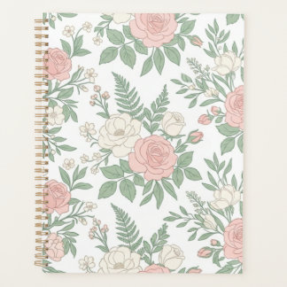 Elegante Roze Roos Bloemige Notitieboek Journaal