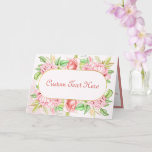 Elegante Roze Roos Bloemige Vintage Pioen Bloemen Kaart