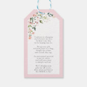 Elegante roze roos bruidsdouche zonder wrap cadeaulabel (Achterkant)