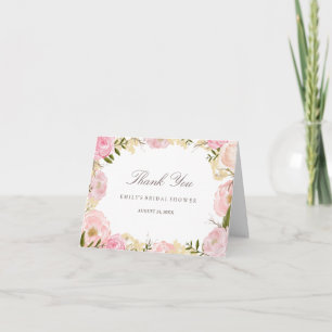 Elegante Roze Roos Bruiloftsdankkaart Bedankkaart