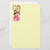 ELEGANTE ROZE ROOS EN GOUDEN WERVELINGEN MONOGRAM  BRIEFPAPIER (Voorkant / Achterkant)