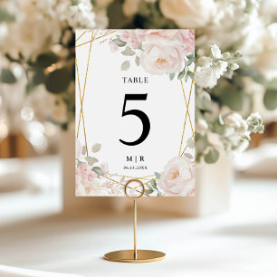 Elegante Roze Roos & Gouden Bloemige Trouwdag Kaart