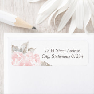 Elegante Roze Roos Huwelijk Retouradres Etiket