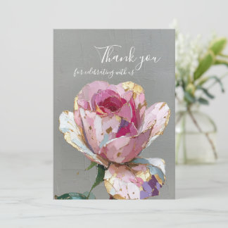 Elegante Roze Roos Impasto Bloemrijke Trouw Trouwk Kaart