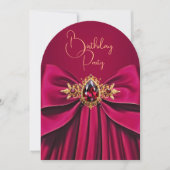 Elegante Roze Roos Kersje Boog Verjaardagsfeestje Kaart (Voorkant)