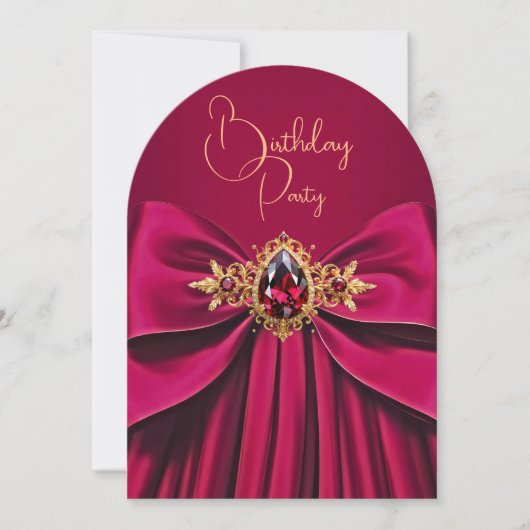 Elegante Roze Roos Kersje Boog Verjaardagsfeestje Kaart (Voorkant)