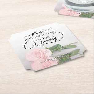 Elegante roze roos neem mijn Drink bruiloft niet Kartonnen Onderzetters