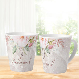 Elegante Roze Roos Pioen Bloem Marmer Latte Mok