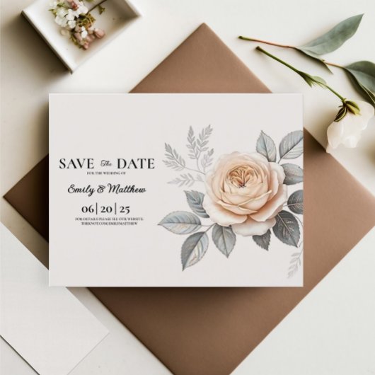 Elegante roze roos Save the Date Aankondigingskaart