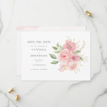 Elegante Roze Roos Waterverf Gouden Bloemige Trouw