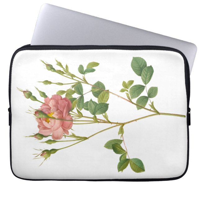 Elegante Roze Roosknop Botanische Laptophoes Laptop Sleeve (Voorkant)