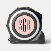 Elegante Roze Roze 3 Letter Monogram Rolmaat (Voorkant)