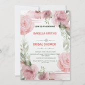 Elegante Roze Roze Bloem Bruids Douche Uitnodiging (Voorkant)