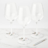 Elegante Roze Roze Bloem Bruiloft Favor Wijnglaslabel (Set)