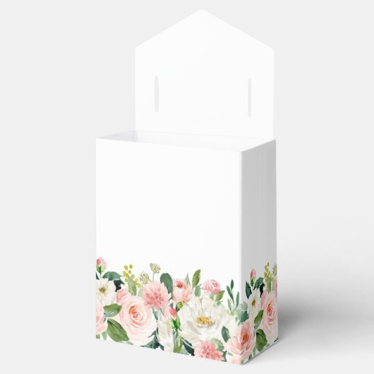 Elegante Roze Roze Bloemen Rozen Groene Huwelijk Bedankdoosjes (Geopend)